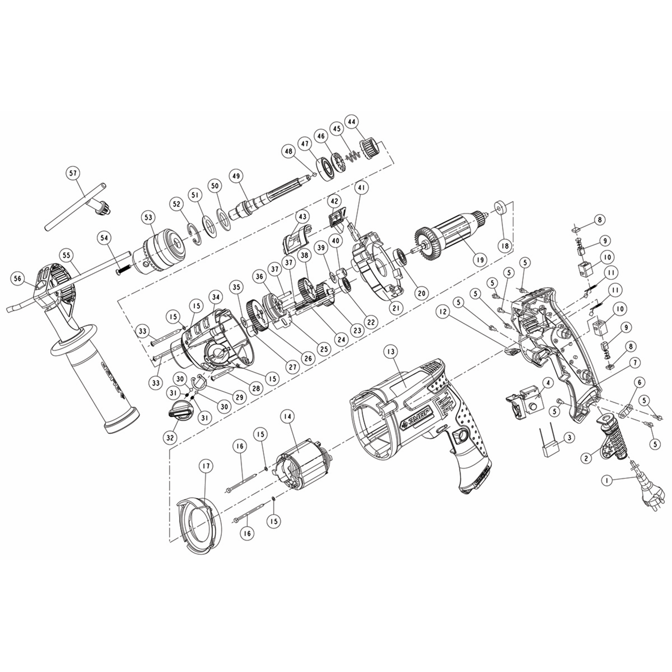 Дрели ударные, двухскоростные ДУ-П1100-2-К