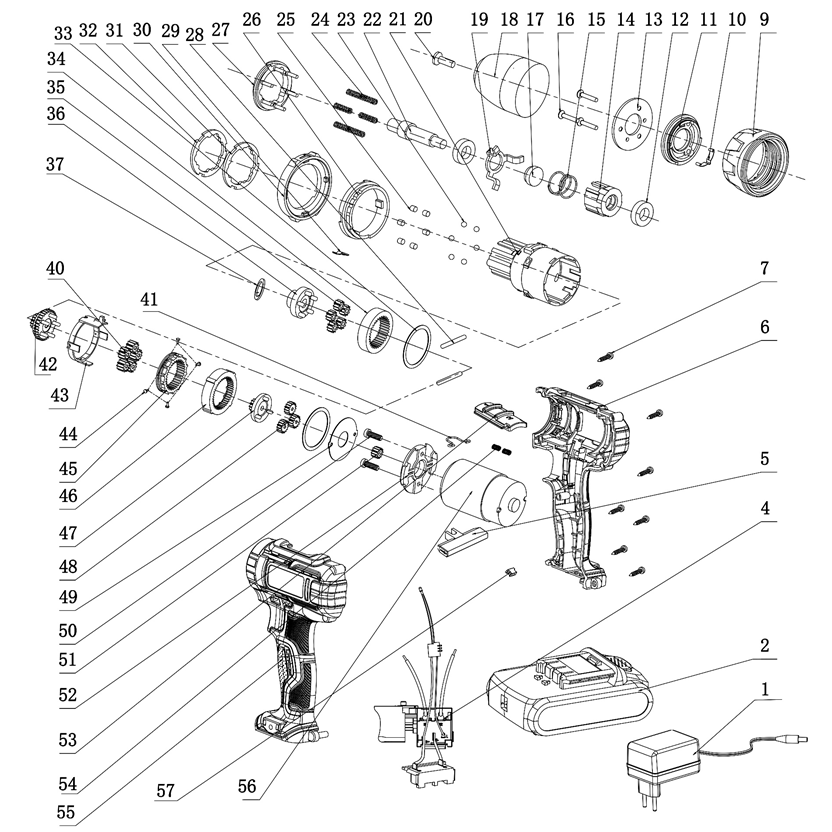 Дрель-шуруповерт ударная, 2 АКБ (2 Ач), в кейсе CDS-200-2