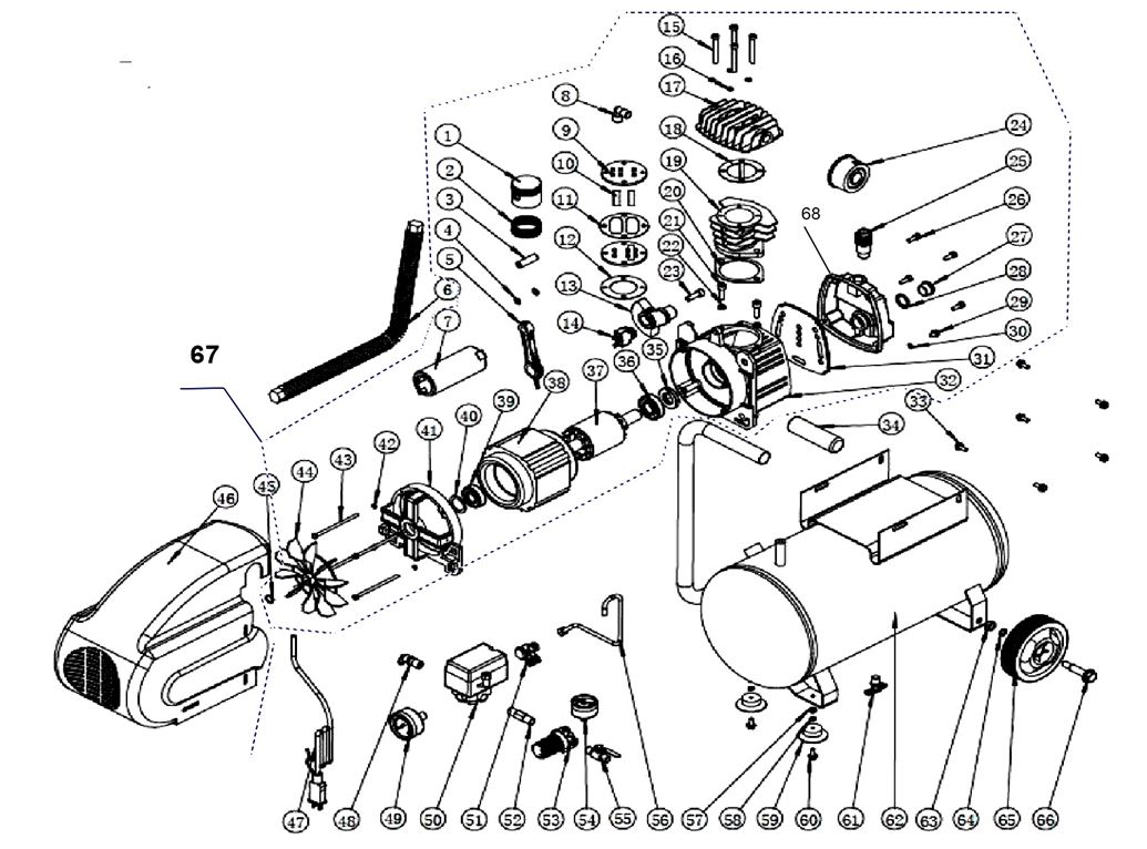 ЗАПЧАСТИ ДЛЯ КОМПРЕССОРА ПОРШНЕВОГО ELITECH КПМ 200/50