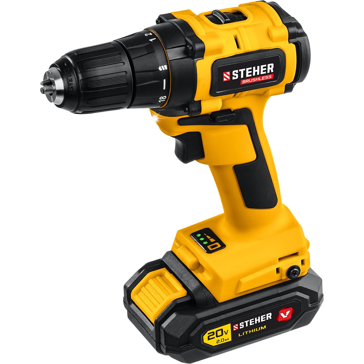 Бесщеточная дрель-шуруповерт, 1 АКБ (2 Ач), в кейсе CDB-200-1