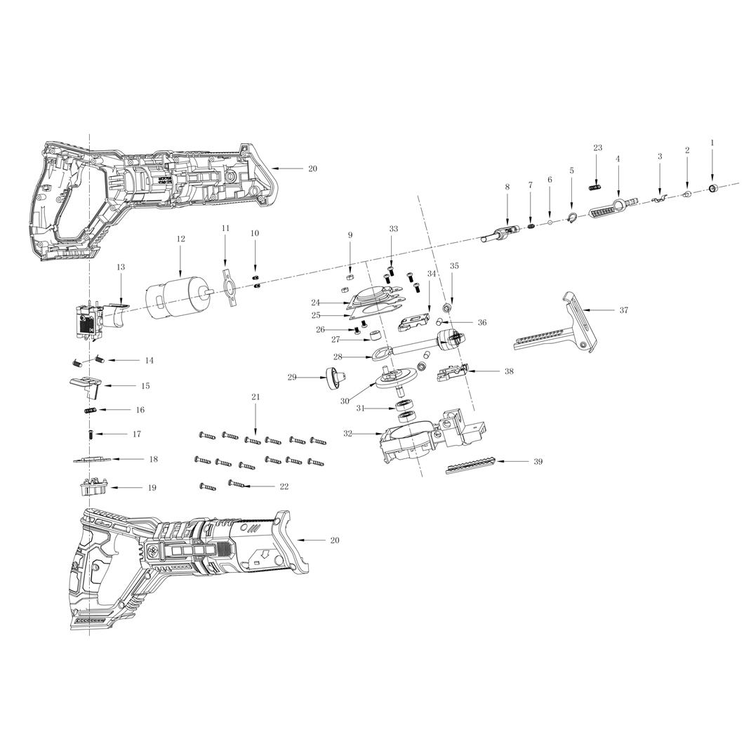 Пила сабельная, без АКБ, в коробке СПЛ-185